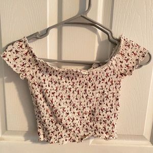 garage off shoulder crop top